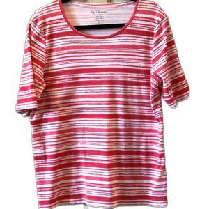 Chico's Red/White Cotton T-shirt - Size Large
